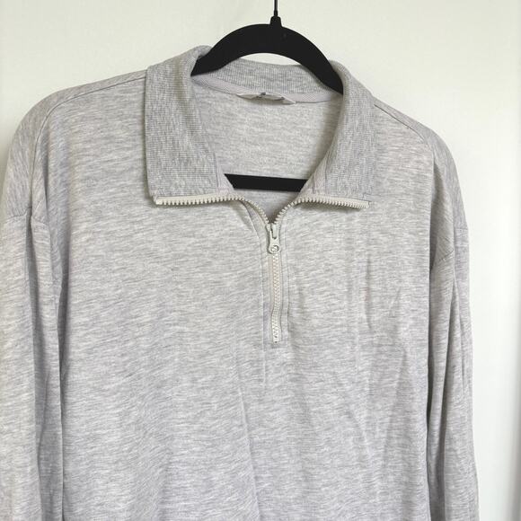 Three Dots Gray Tennis Sweatshirt Lightweight Golf Pullover Quarter Zip Small - Picture 2 of 9